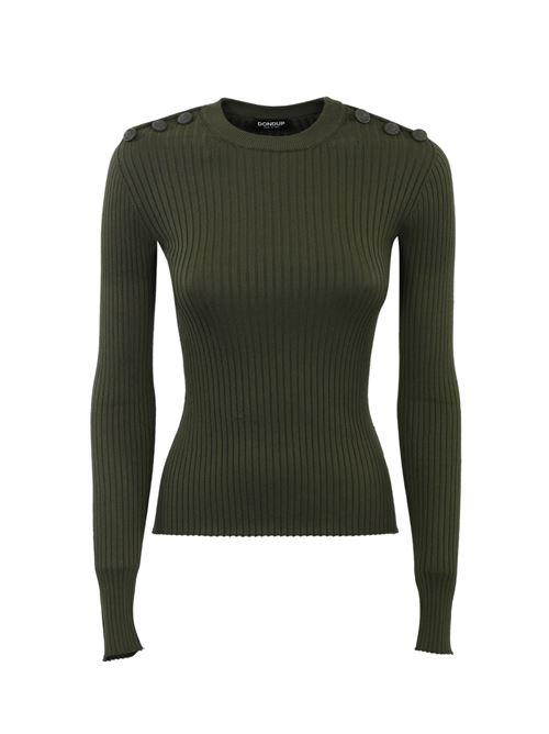 Maglia in viscosa verde militare con bottoni DONDUP | DT338 M00937D 002633